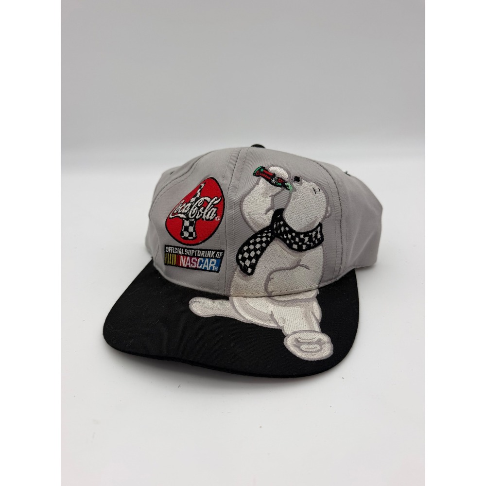 Vintage 1998 Coca-Cola NASCAR Polar Bear Chase Authentics Snapback Hat Grey